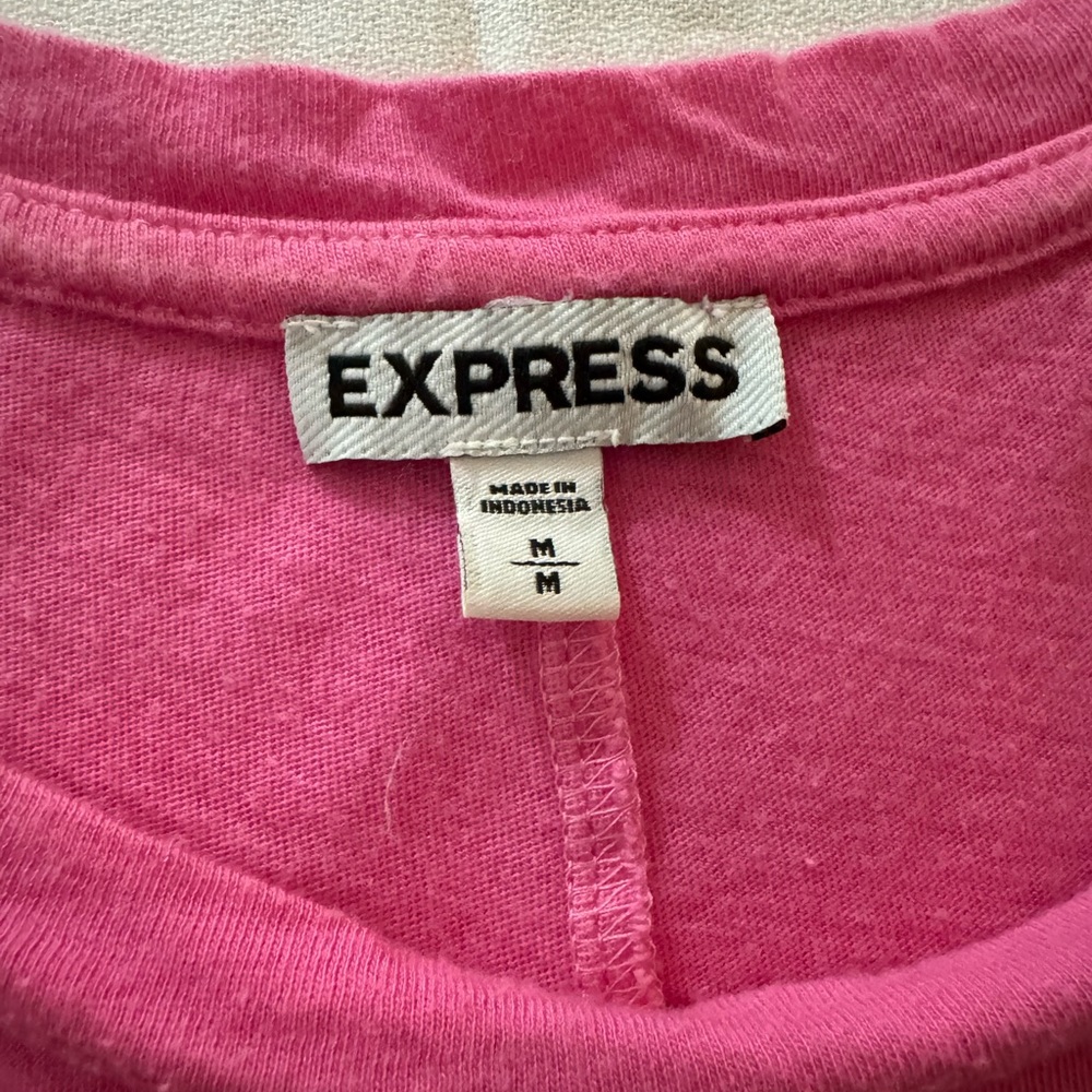Express Women's Short Sleeve Pink to White Gradient Top - Picture 3 of 4